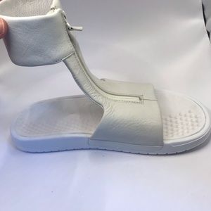 Nike Nikelab Benassi Cuff Lux | Women's Sz. 8 | White Leather Athletic Sandals